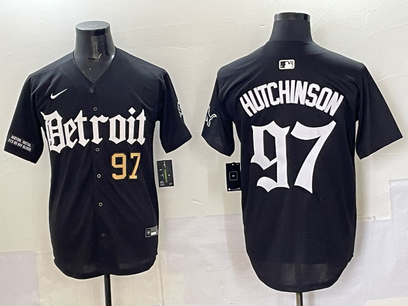 Men 2025 Detroit Lions 97 Hutchinson Black NFL jersey 0017